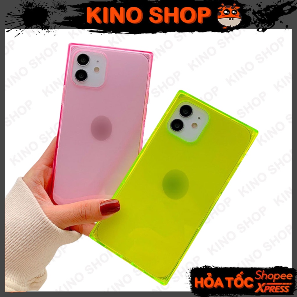 Ốp màu neon huỳnh quang vuông mềm dẻo màu trong TPU IP 6/6s/6splus/7/7plus/8/8plus/x/xr/xs/11/12/pro/max/plus/promax