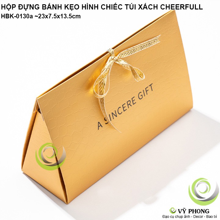 HỘP GIẤY ĐỰNG BÁNH KẸO ĐỰNG QUÀ TẶNG HÌNH CHIẾC TÚI IN CHỮ CHEERFULL LỄ TẾT HBK-0130 | BigBuy360 - bigbuy360.vn