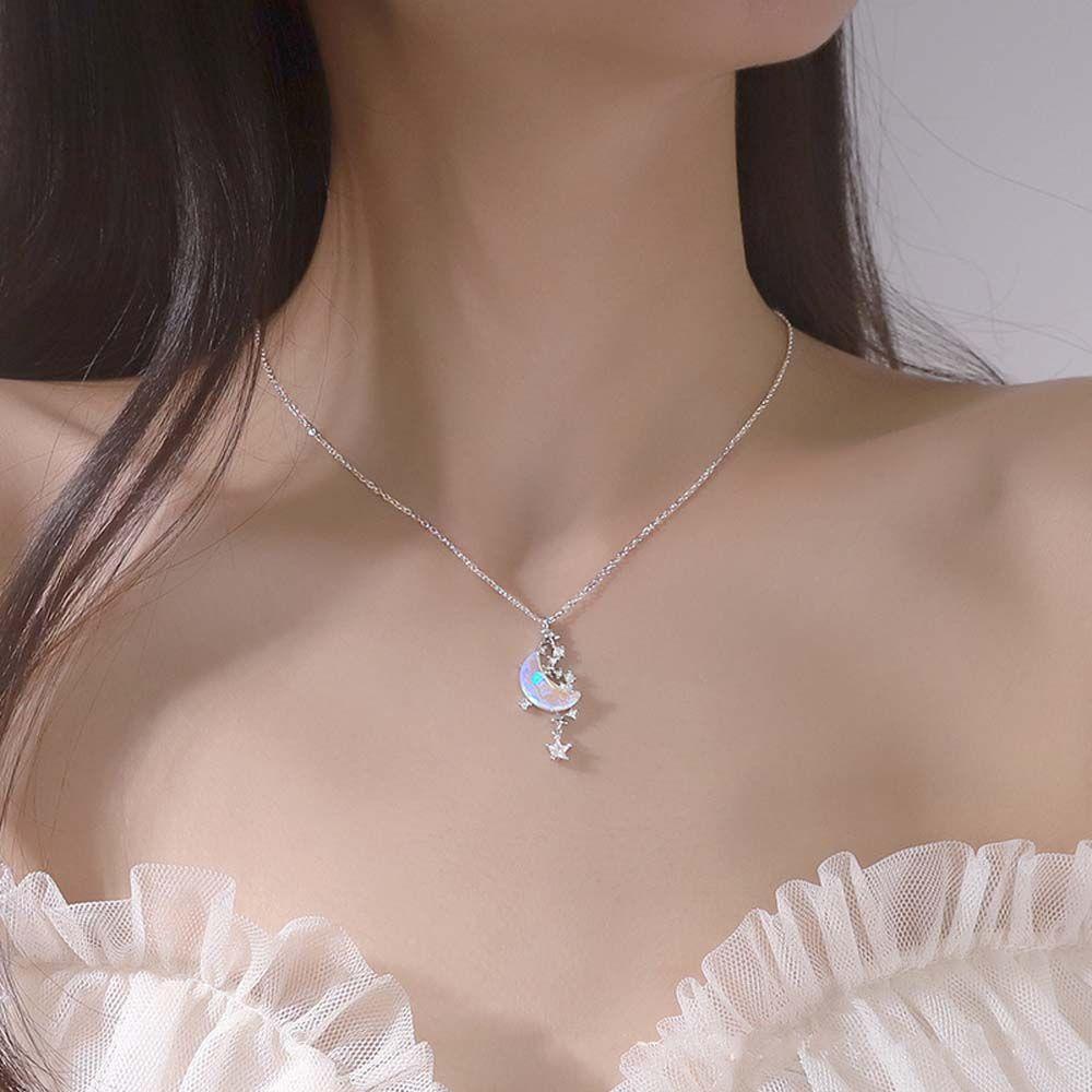 AROMA Vòng cổ Mặt Trăng Và Ngôi Sao Đơn Giản Sang Trọng Cho Nữ