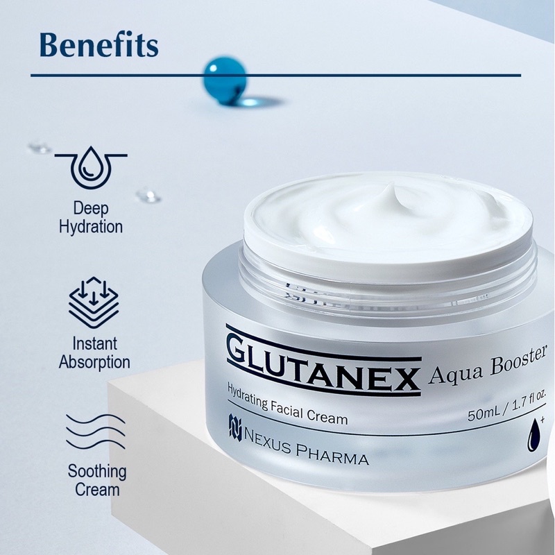 Kem dưỡng cấp ẩm HA cùng hoạt chất Glutathione trắng da - GLUTANEX Aqua Booster - Hãng NEXUS PHARMA