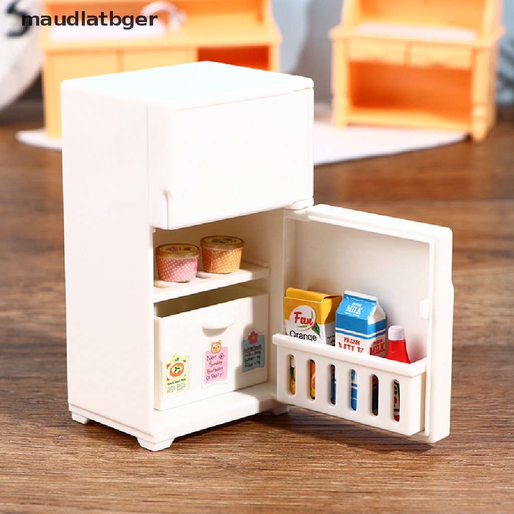 MGER 16Pcs/Set 1:12 Doll House Freezer Model White Refrigerator Kitchen Furniture Toy .