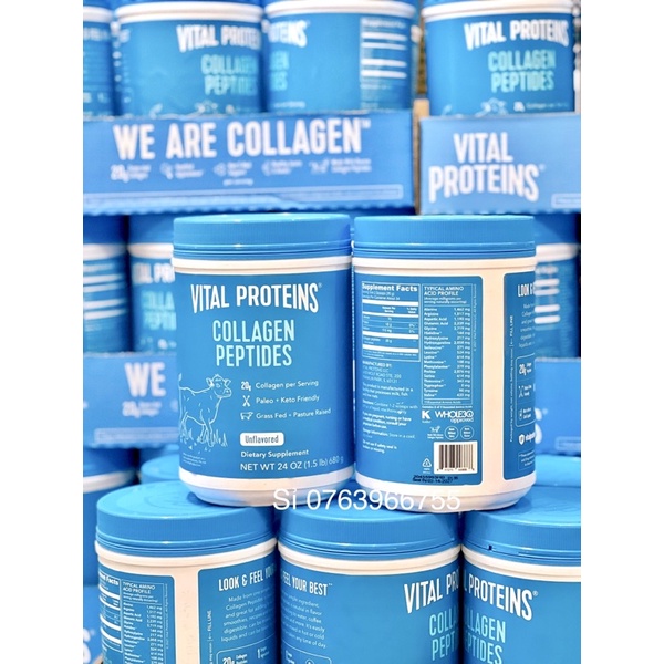 Bột Collagen Vital Proteins Collagen Peptides 680g của Mỹ