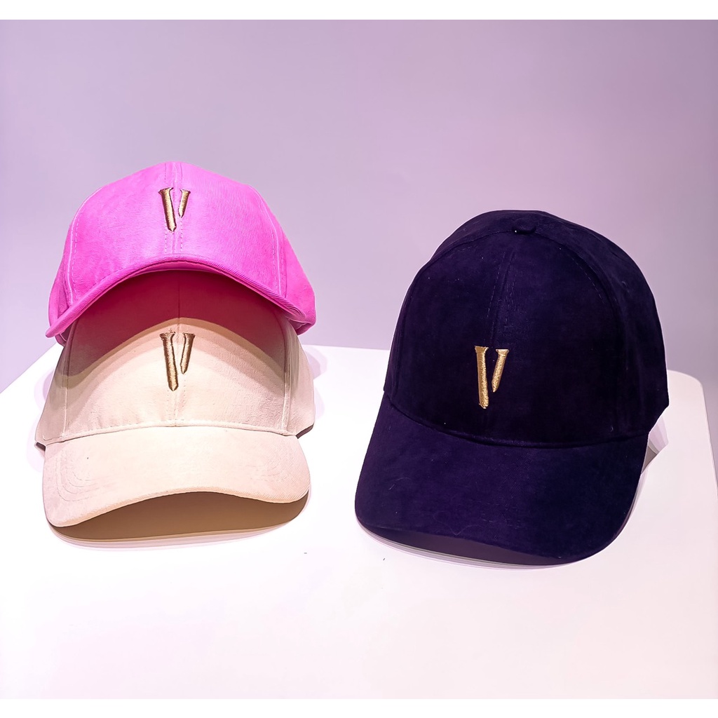 [Mã FAMARAL1 giảm 10K đơn 50K]Nón Kết Nhung Kaki Cao Cấp Thêu Chữ V Phong Cách Ulzzang Form Unisex Nam Nữ 413