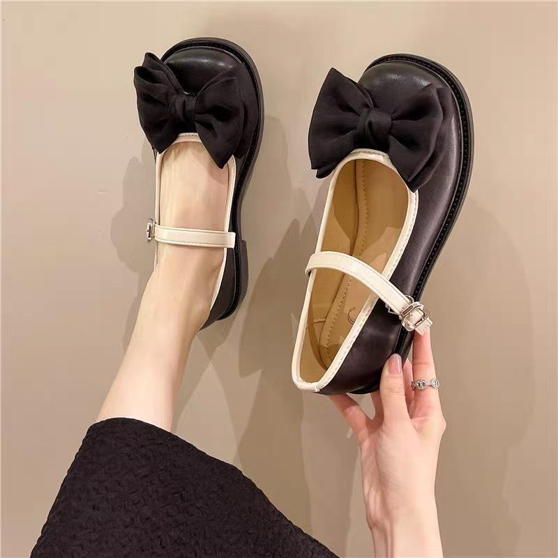 Giày lolita chất da mềm phối nơ phong cách hàn quốc LL03