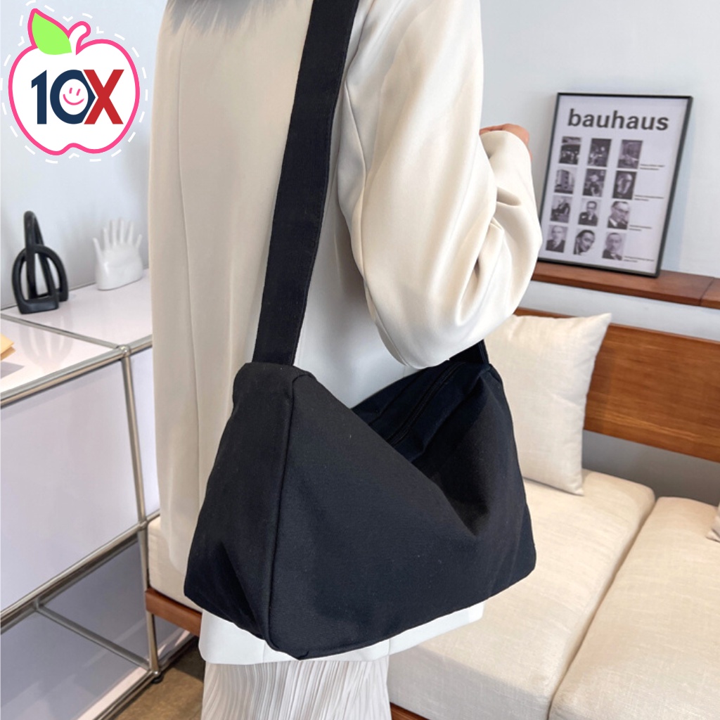 Túi Canvas Cỡ Vừa Túi Đeo Chéo Nữ Phong Cách Hàn Quốc Vải Dày Dặn Phù Hơp Đi Học Đi Chơi Đi Làm