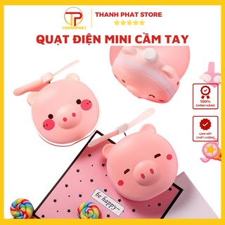 Quạt Điện Mini Hình Con Lợn Hồng siêu cute, quạt điện mini tích hợp Gương Trang Điểm kèm Đèn Led nhiều chức năng