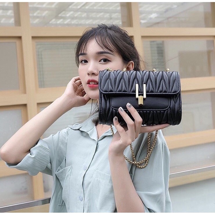 Túi Xách Nữ Khoá Chữ Y Kiểu Xoay Hộp Đứng Giữ From