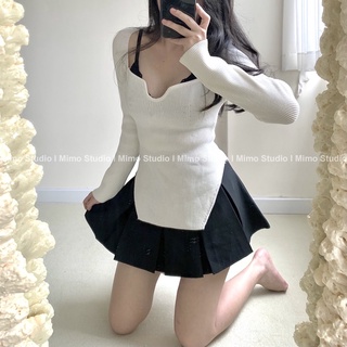 LEN CỔ VUÔNG DÀI TAY / BRA / VÁY XẾP LI ĐEN