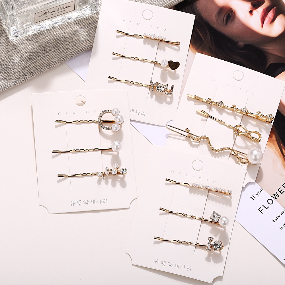 IF ME Set 3 Kẹp Tóc Đính Đá Thời Trang Cho Nữ