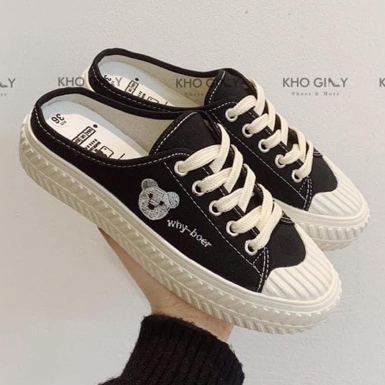 Giày sục thể thao đạp gót thêu cạnh đế bánh mì siêu xinh hàng đủ size vanmiushop