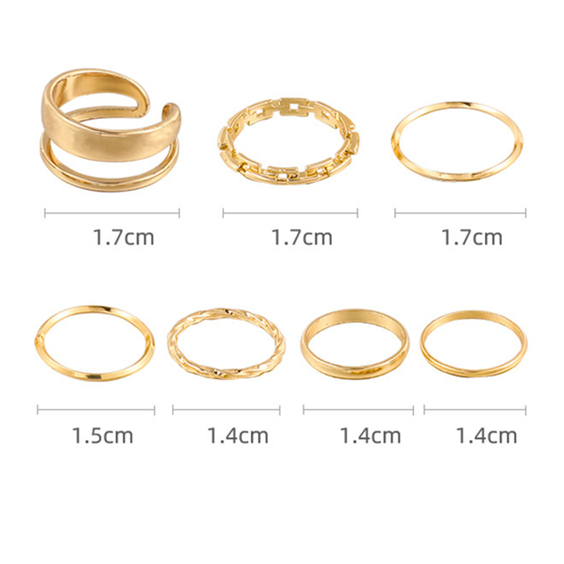 Set 7 nhẫn nữ đeo khớp ngón tay đơn giản thời trang phong cách hip hop