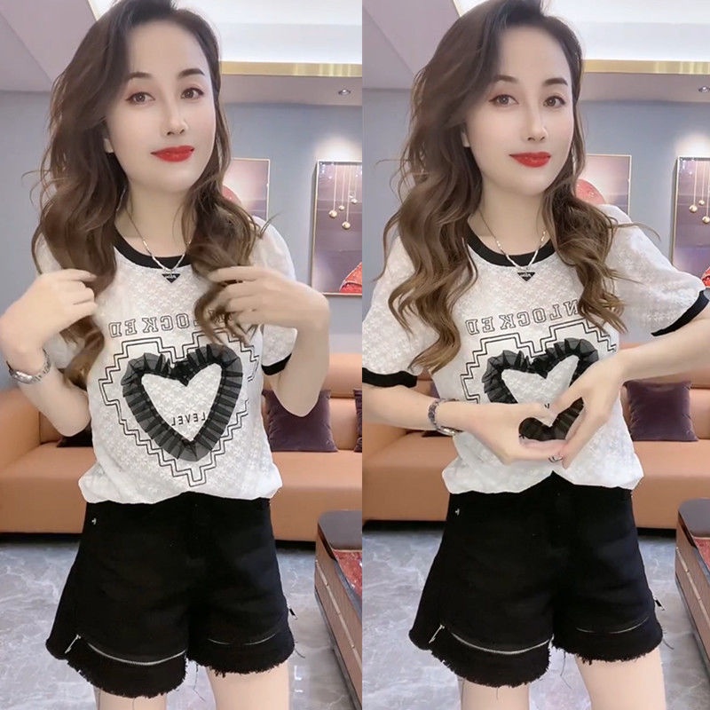 Áo Thun Tay Ngắn Cổ Tròn Thời Trang Mùa Hè 2022 Cho Nữ