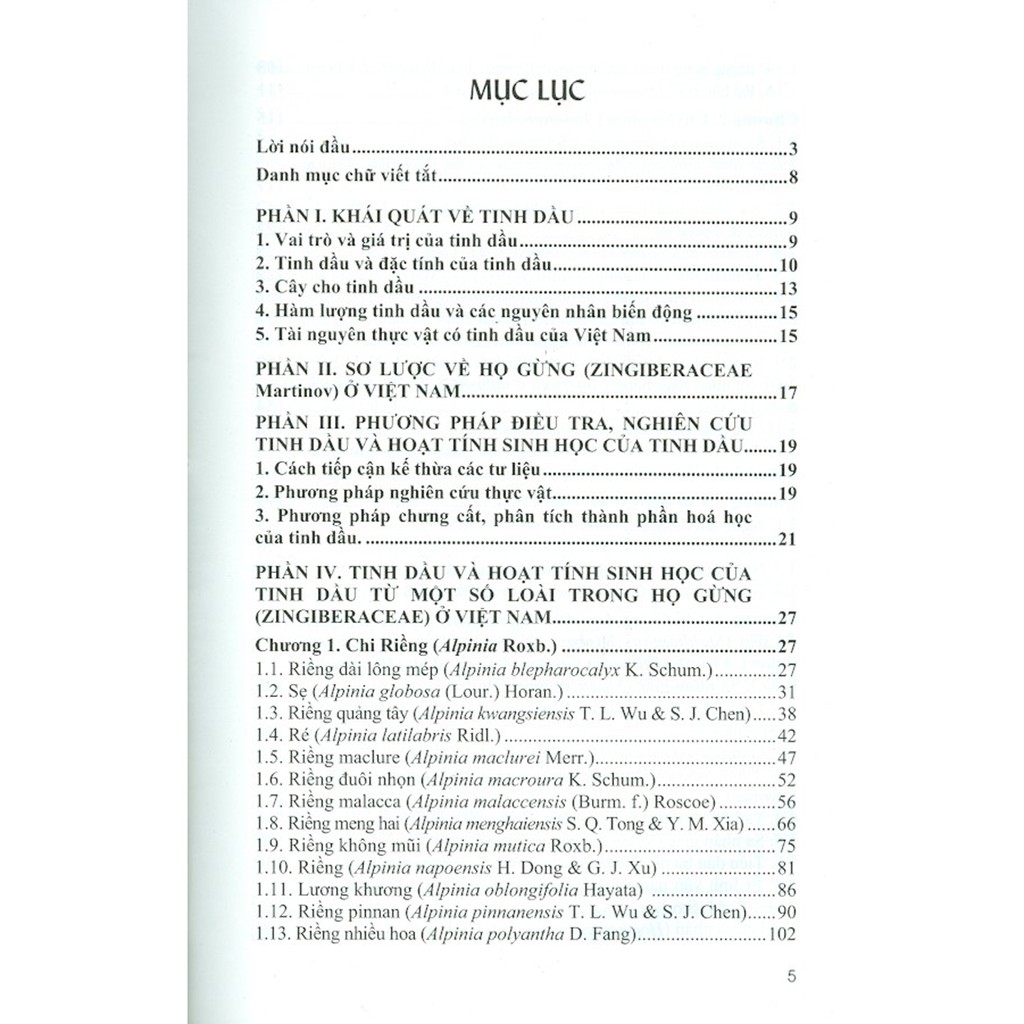 Sách - Tinh Dầu Và Hoạt Tính Sinh Học Của Tinh Dầu Từ Một Số Loài Trong Họ Gừng Zingiberaceae Martinov Ở Việt Nam