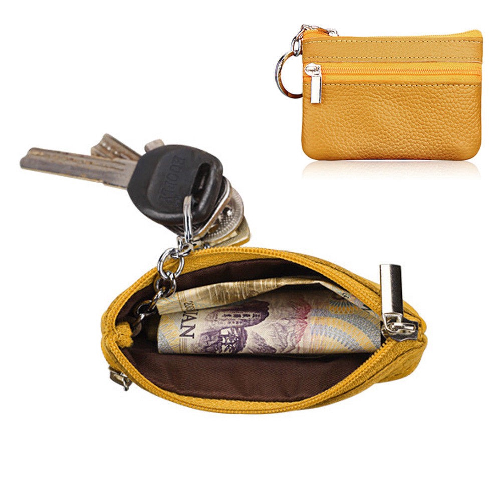 Ví da mềm nhỏ cầm tay có khóa kéo cho nam &amp; nữ