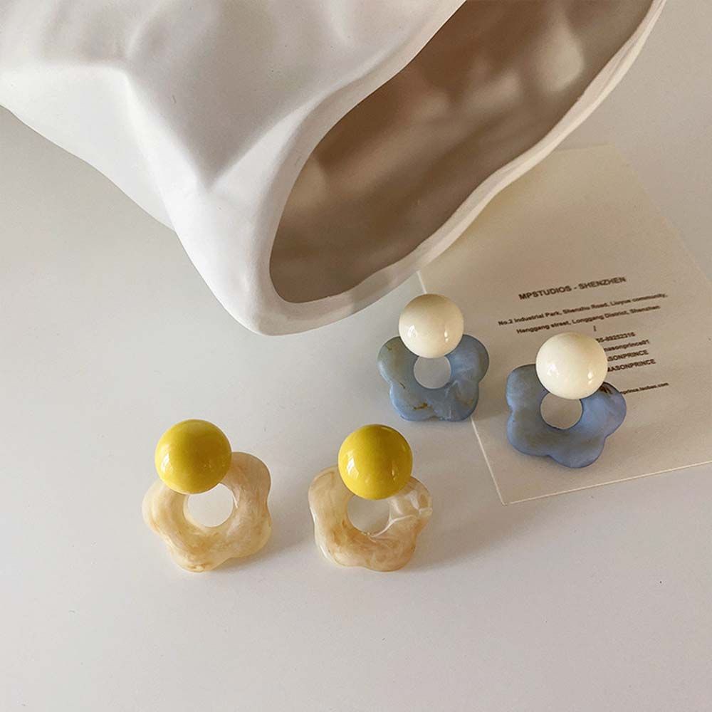 Khuyên tai dạng hạt tròn họa tiết hoa thời trang Hàn Quốc sành điệu cho nữ