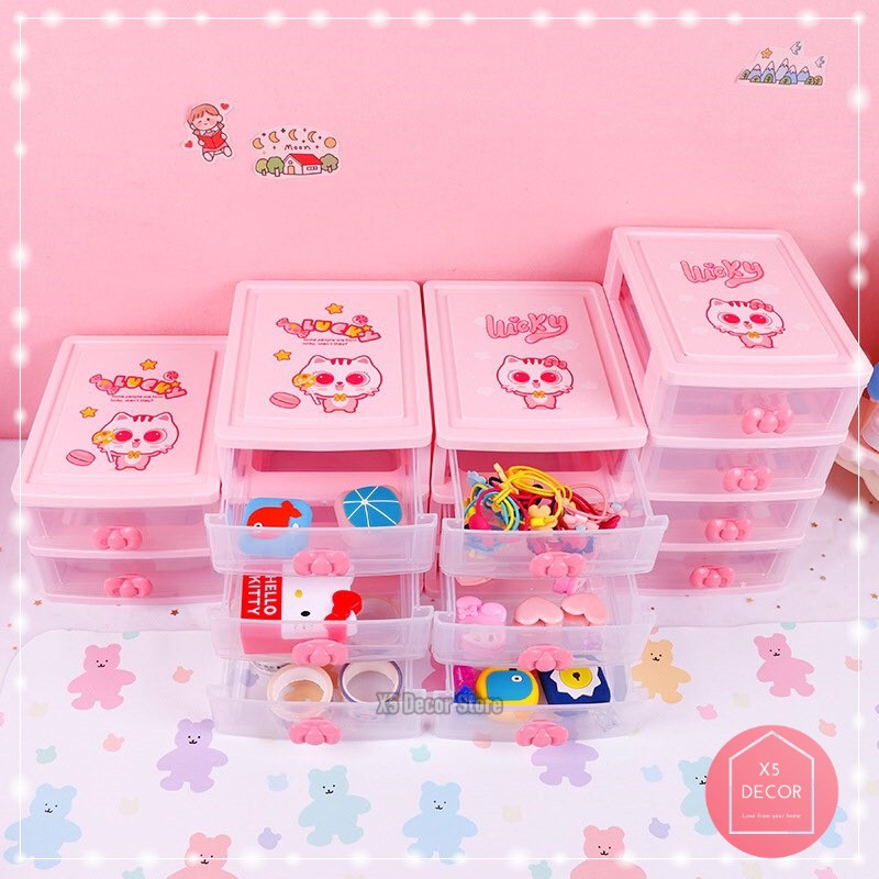Tủ Nhựa Mini Đựng Đồ Đa Năng Để Bàn Có Ngăn Kéo 3 Tầng, 4 Tầng Đựng Mỹ Phẩm, Đồ Dùng Học Tập