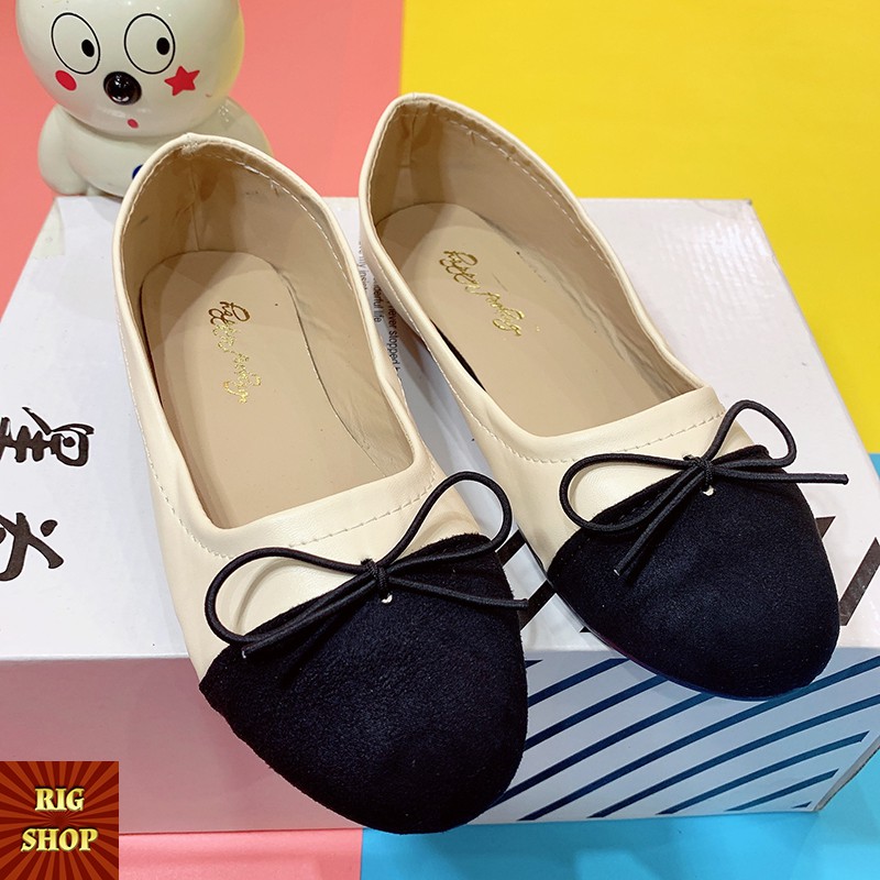 [ẢNH THẬT] GIÀY BÚP BÊ RIGSHOP THẮT NƠ PHỐI DA LỘN - C7