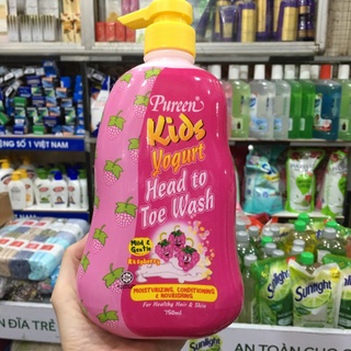Sữa tắm gội toàn thân cho bé Pureen Kids hương Phúc bồn tử 750ml