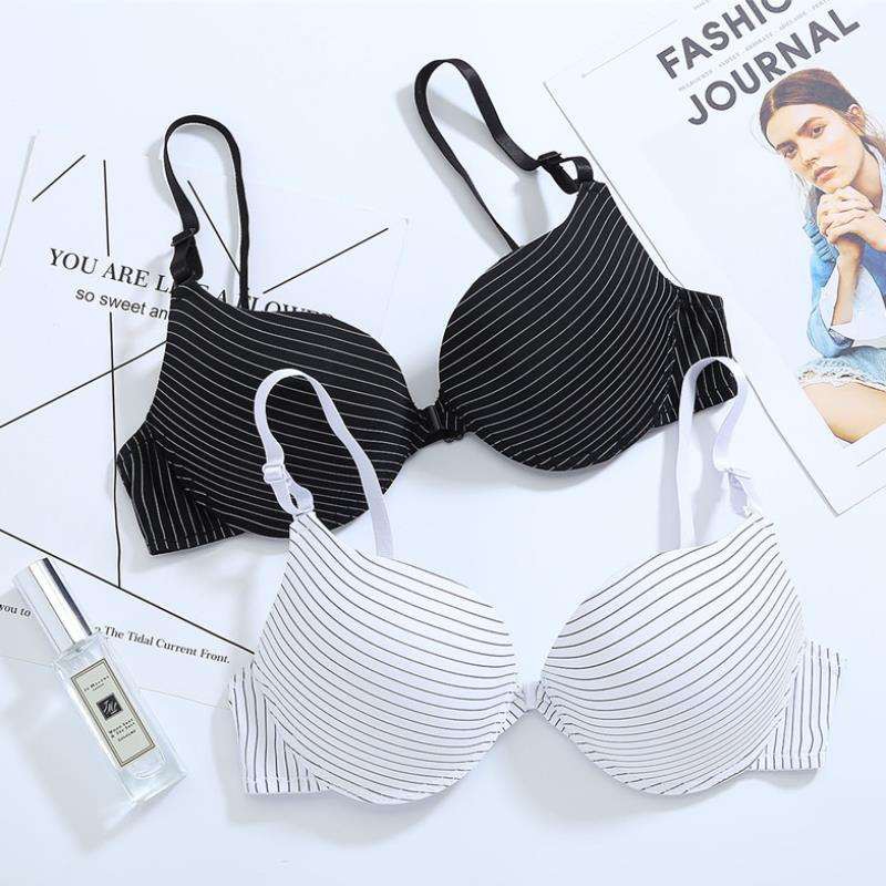 Áo ngực kẻ sọc cài trước có mút nâng ngực và gọng