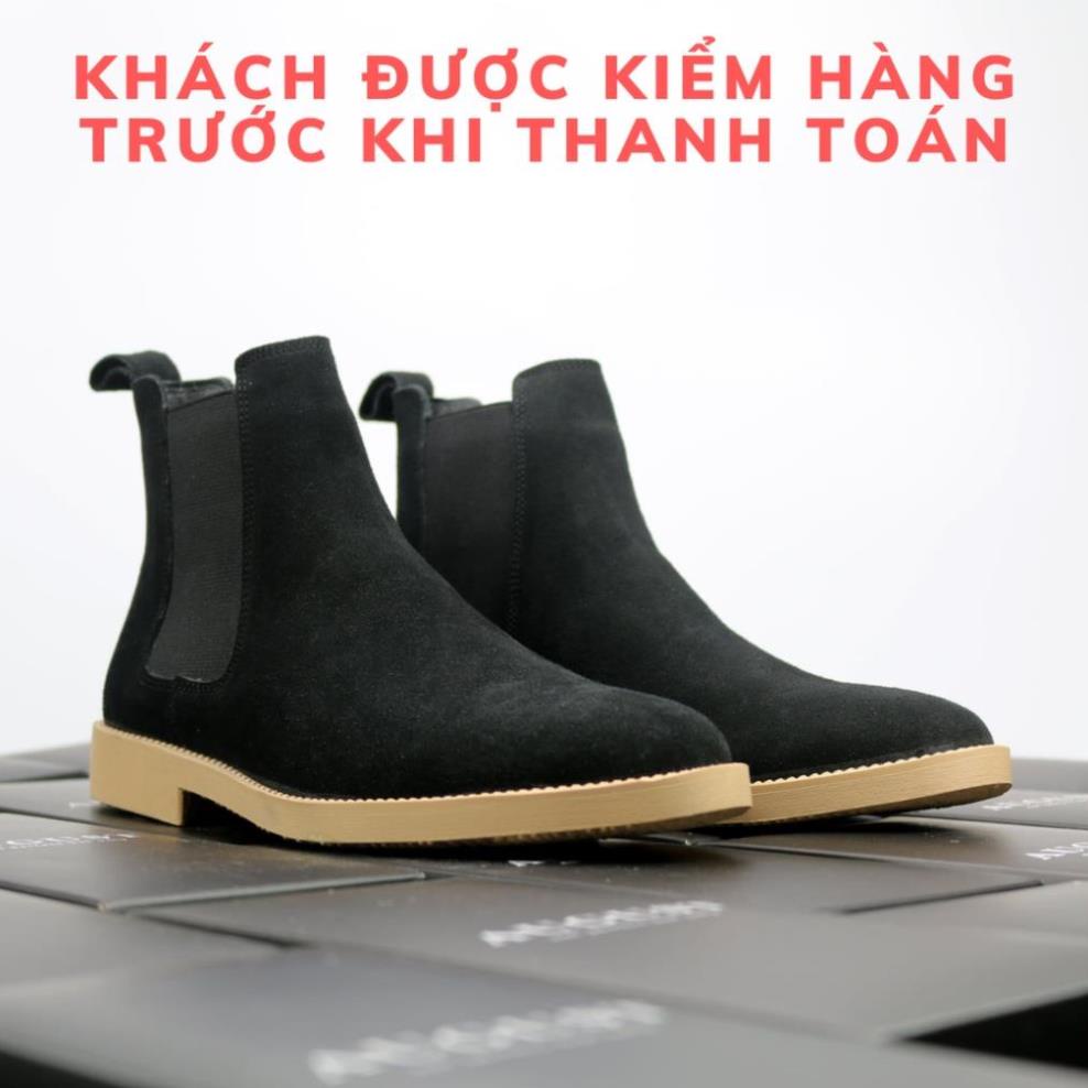 ✴️ Giày thời trang nam cao cổ Chelsea boots da lộn màu đen đế tăng 3.5cm chiều cao ,