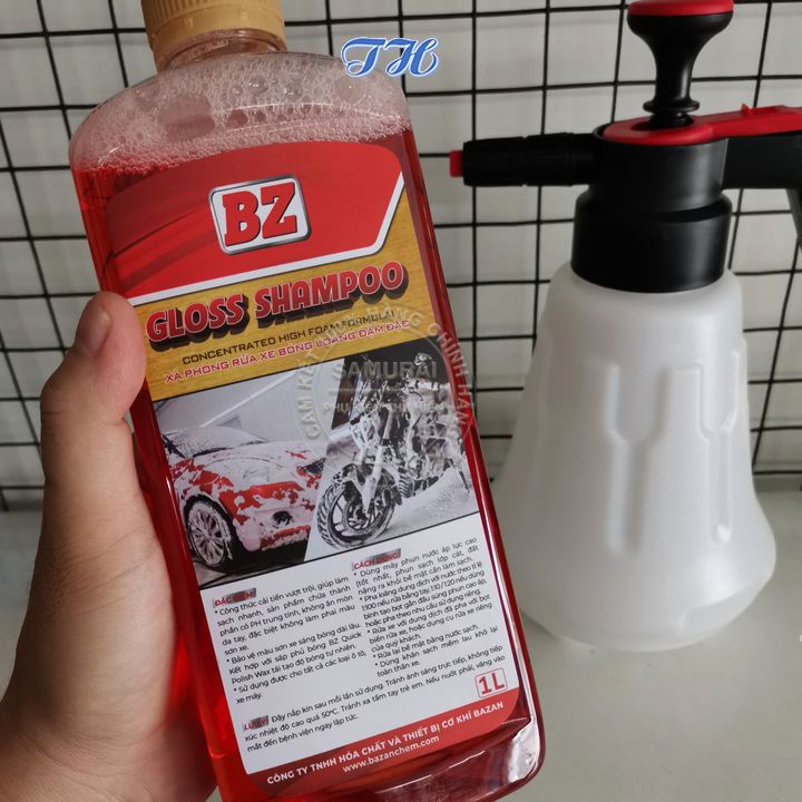 Nước rửa xe bz gloss shampoo, xà bông bz dung tích 1L siêu bọt, siêu sạch