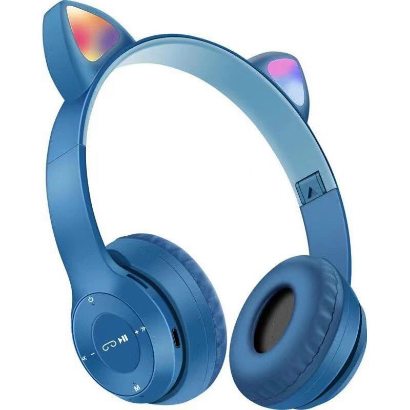 Tai nghe bluetooth P47 / P247, tai nghe mèo đèn led đổi màu có khe cắm thẻ nhớ