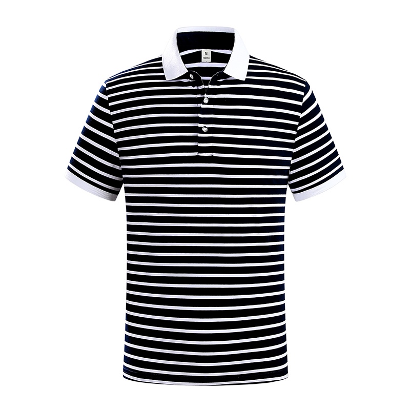 Áo polo cotton tay ngắn dáng rộng họa tiết kẻ sọc thời trang mùa hè mới cho nam