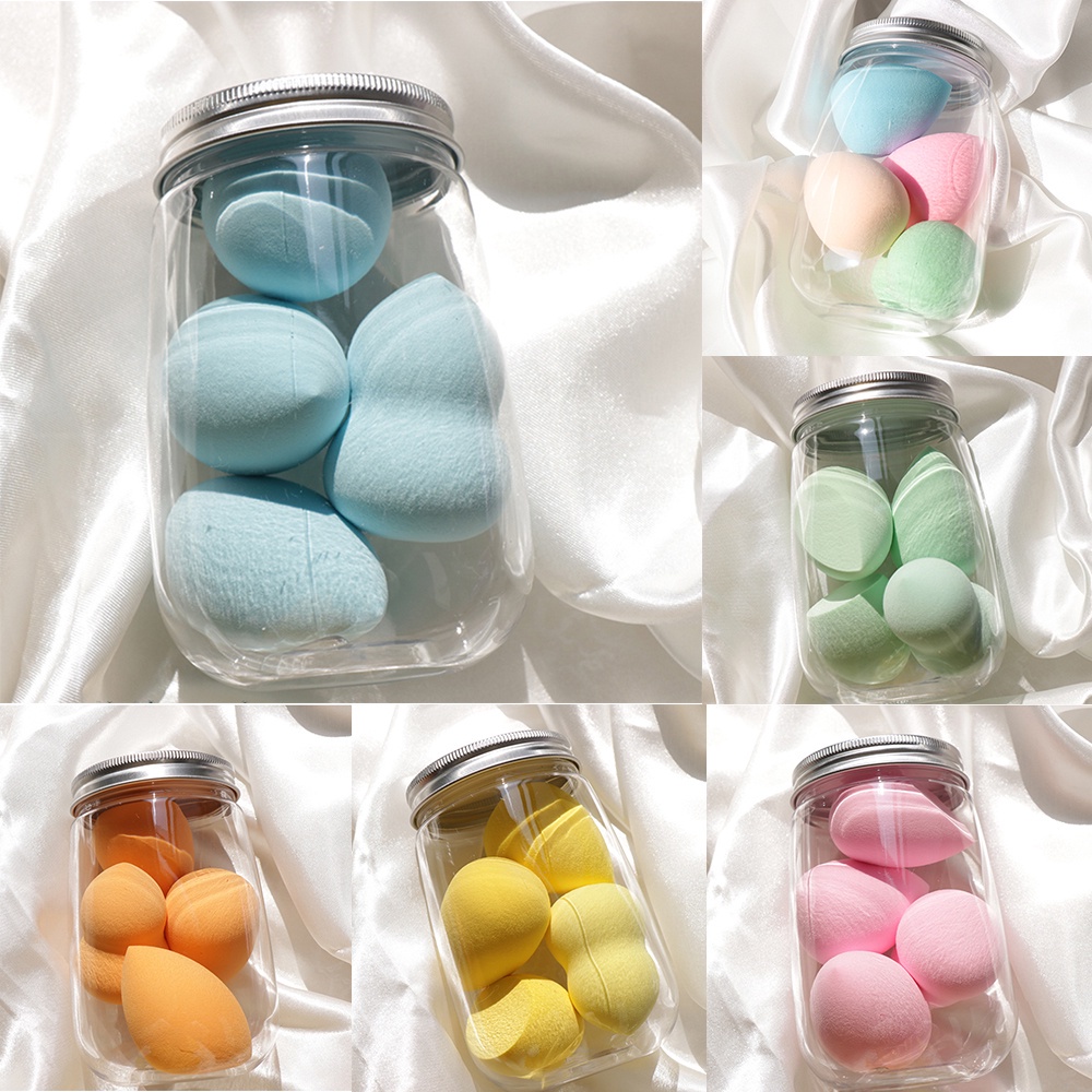 [Hàng mới về] Bộ 4 Mút Trang Điểm Có Hộp Bảo Quản Có Thể Tái Sử Dụng Tiện Dụng