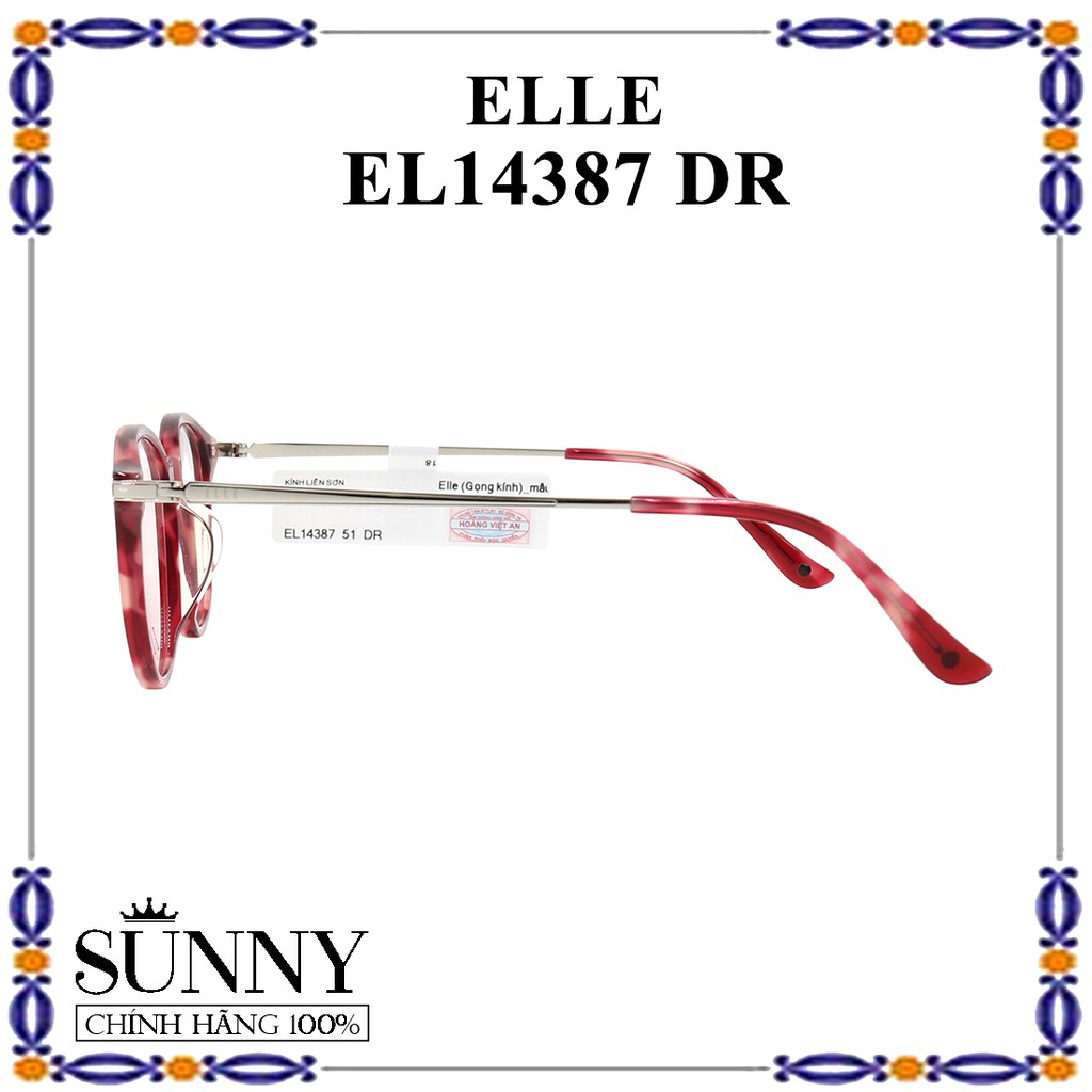 Gọng kính thời trang Elle EL14387 DR chính hãng Korea, bảo hành toàn quốc