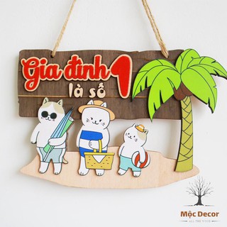 Bảng gỗ treo tường Gia Đình Là Số 1 trang trí phòng nội thất MỘC DECOR Handmade