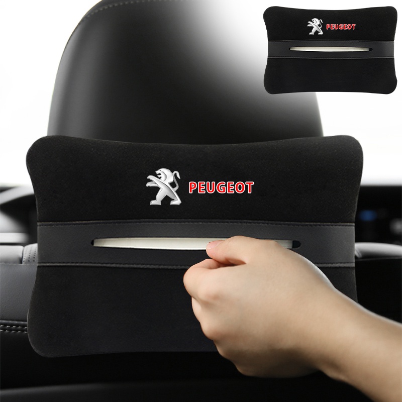 1 Hộp Đựng Khăn Giấy Bằng Da Lộn Gắn Ghế Ngồi Xe Hơi Peugeot 206 207 208 306 307 308 407 408 508 2008 3008