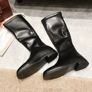 Boots đùi da nữ đế thấp