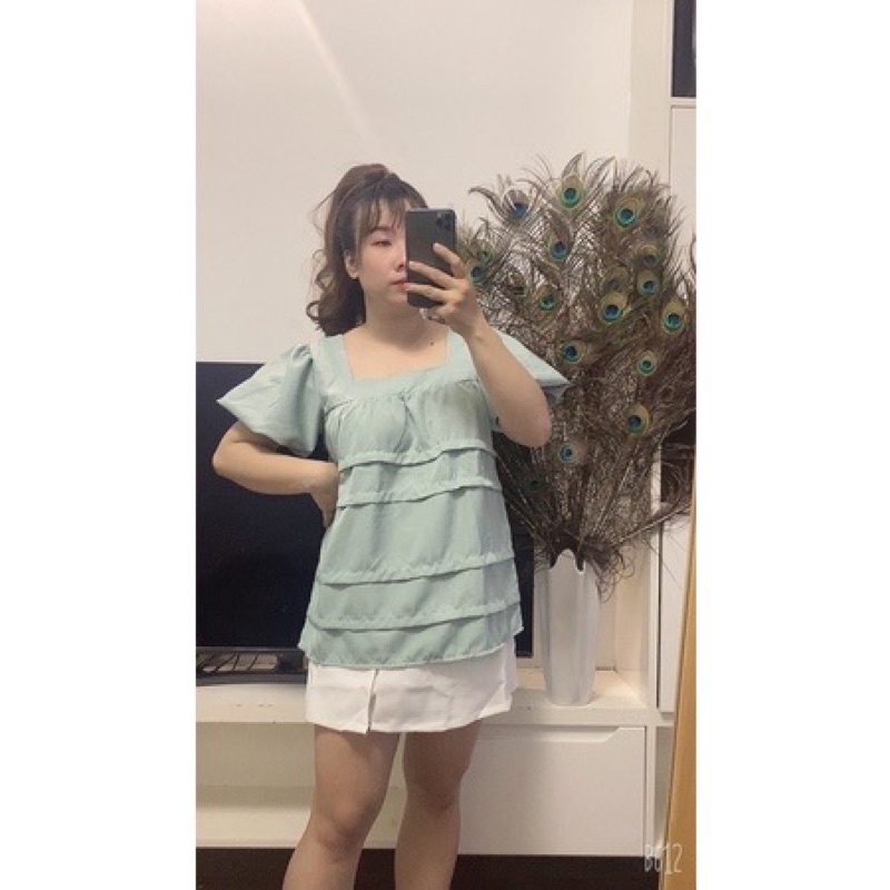 [Ảnh thật] 50-90kg Bigsize ÁO BABYDOLL CỔ VUÔNG TAY PHỒNG