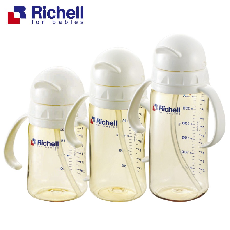 Bình ống hút PPSU Richell 200ml trắng