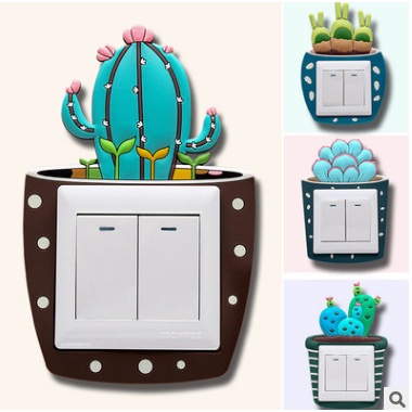 Miếng Silicon Dán Trang Trí Công Tắc Đèn Ổ Điện Họa Tiết 3D Độc Đáo - Miếng dán decor