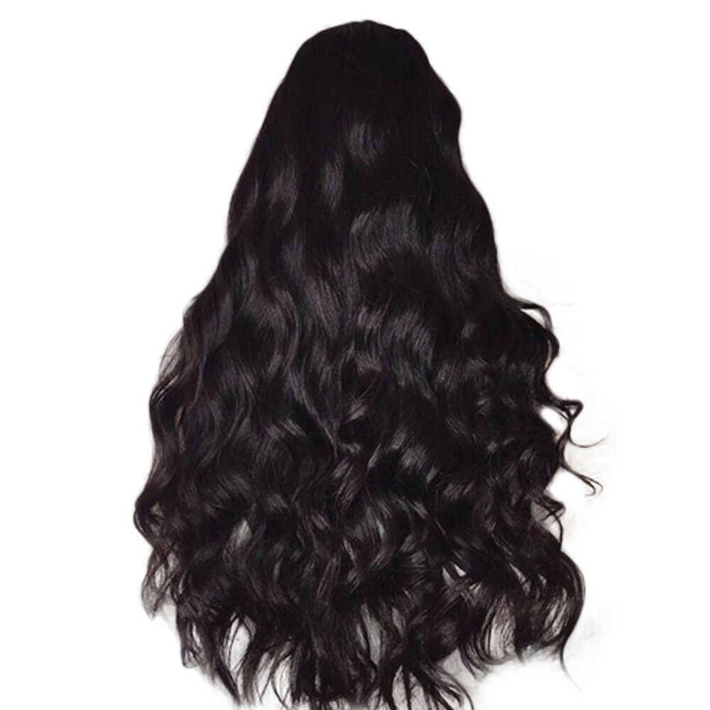 【TGS】(Tóc giả)Black Curly Wavy Brazilian Remy Human Hair Body Wave Wigs Hair Extensions Hair Wigs Hair Accessories