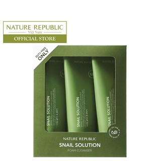 Bộ 3 tuýp sữa rửa mặt Ốc Sên NATURE REPUBLIC Snail Solution Foam Cleanser Trio Set 100ml/1 tuýp
