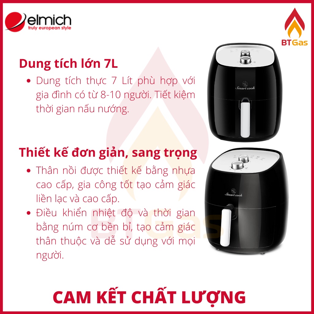 [Mã ELHADEV giảm 4% đơn 300K] Nồi chiên không dầu Smartcook, nồi chiên không dầu cơ dung tích 7 Lít Smartcook AFS-3941