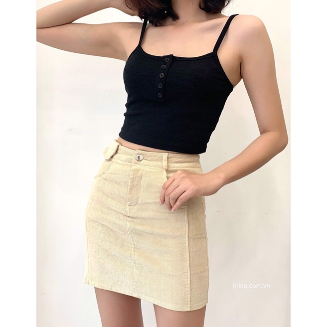 [ Miều ] Áo croptop Hai Dây Button Tank Top