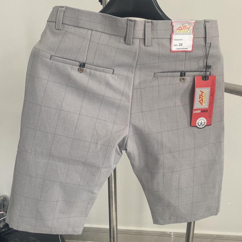 Quần short nam tây caro co giãn 2 chiều cao cấp , quần sọt nam vải cotton trẻ trung thoáng mát_ATH