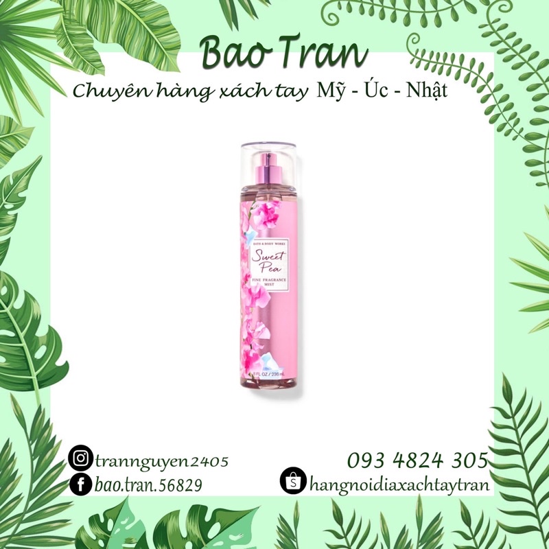 Xịt thơm Mỹ mùi hoa đậu ngọt Sweetpea