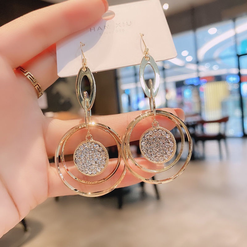 Bông Tai Mạ Vàng Mặt Hình Tròn 2021 Thời Trang