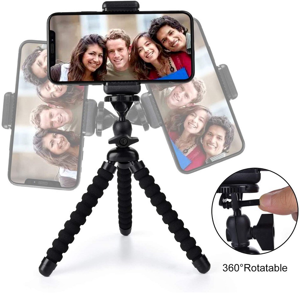 Giá đỡ camera mini LAMMCOU kiểu bạch tuộc bằng xốp kèm giá đỡ điện thoại và bộ chuyển đổi cho camera hành động (M)