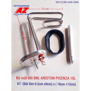 Bộ linh kiện ruột đốt đa năng Bình nóng lạnh ARISTON-PICENZA 15L-30L bát 6,5cm x 18cm+ Zoăng + Thanh magie 3mm