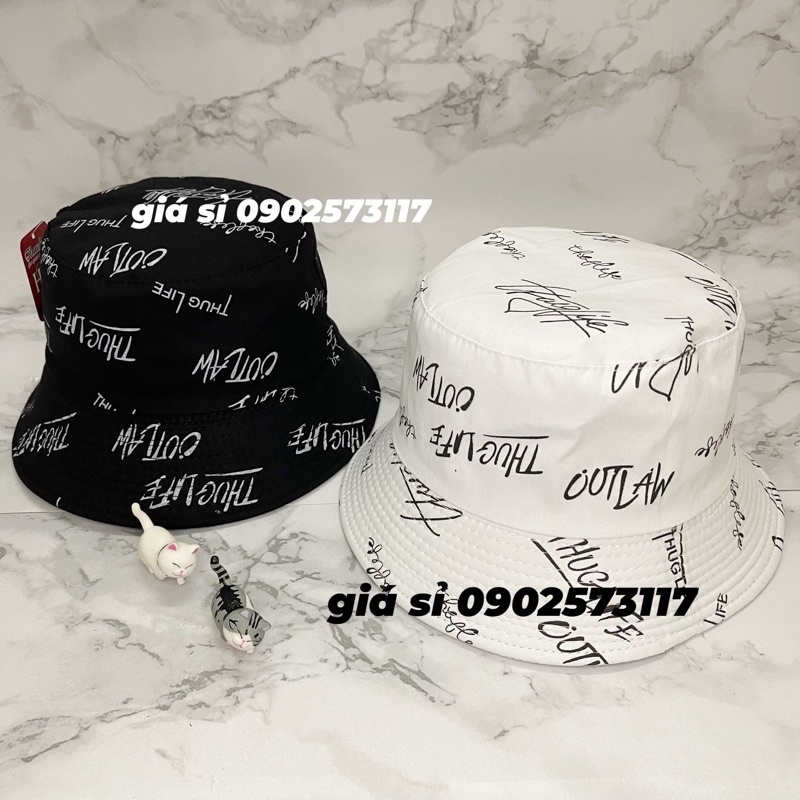 Nón mũ bucket 2 mặt in THUG cá tính hoạ tiết thời trang nam nữ