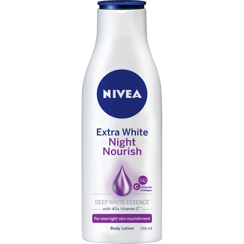 Sữa dưỡng thể dưỡng trắng NIVEA giúp phục hồi &amp; săn da ban đêm (250ml) - 88125*24chai/thùng