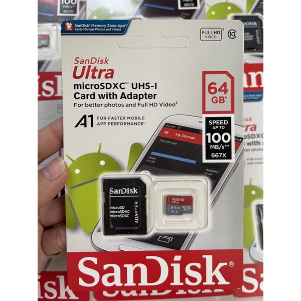 Thẻ nhớ Micro SDHC SanDisk Ultra 16GB - 32GB- 64GB 100MB/s Hàng chính hãng