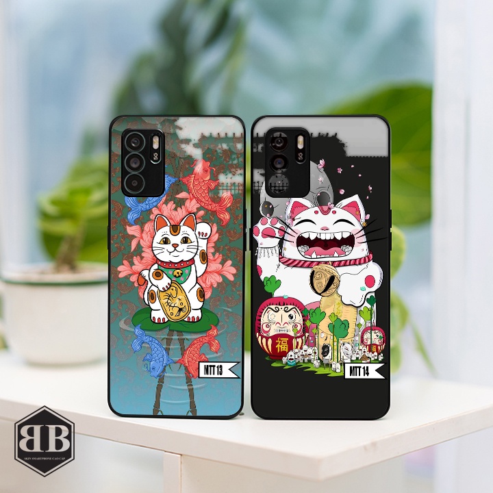 ỐP lưng kính cường lực Oppo Reno6 Z  mèo thần tài