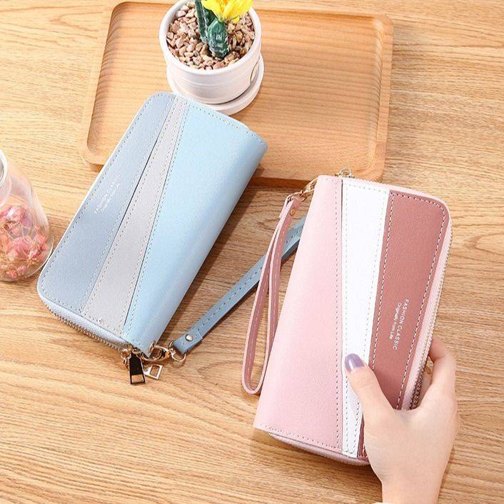Ví Dài Cỡ Lớn Phối Khóa Kéo Đôi Thời Trang Cho Nữ