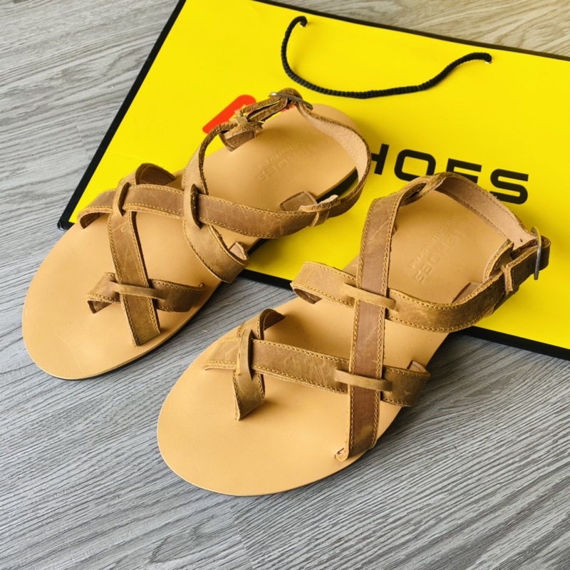 Dép Sandal Unisex Cao Cấp Da Bò Thật Sandal Xỏ Ngón Nam Nữ Trẻ Trung Đế Caosu Chống Nước Atshoes XDSGNAU22